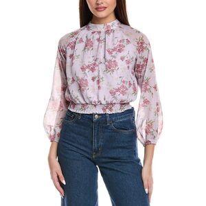 Brook + Lynn Womens  Floral Top, Purple